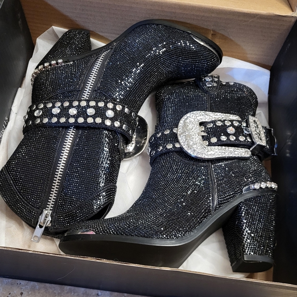Dollskill Black Rhinstone Boots
